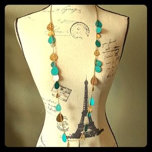 Necklace - Metallic Gold & Teal